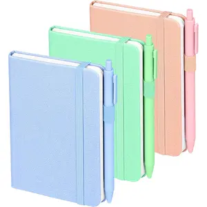 Lined Pocket Notebook Journal: 3 Pack Small Notebooks for Note Taking, A6 Mini Notebook with Pens, Small Notepad with Pen Holder, Leather Cover, 384 Pages, 100 GSM Thick Paper, 3.7" x 5.7"