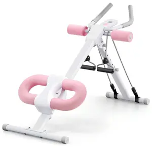 Adjustable Ab Machine with LCD Display, Multiple Posture & Height Settings, Foldable & Comfortable for Home Workout, White hip  abductions  machines