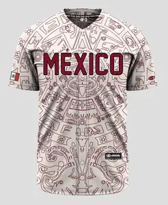 Aztec Sun Stone Mexico Baseball Jersey, 2 Sides, Mexican Pride Tribal Graphic Tee