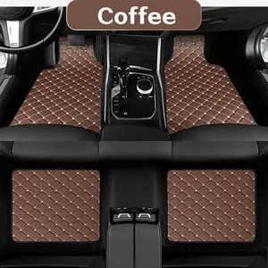 4pcs Set Universal PU Leather Car Floor Mats, Durable and Stylish, Easy Installation, Car Front and Rear Seats Floor Mats, Car Interior Accessories, Automotive Floor Mats, Car Accessory