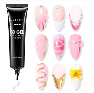 Makartt 3D Gel Nail Art, Sculpting Gel Glue for Drawing, Molding, Sculpture, Gems and Decoration, No Wipe Clear Gel Polish for DIY Nail Designs, 15g