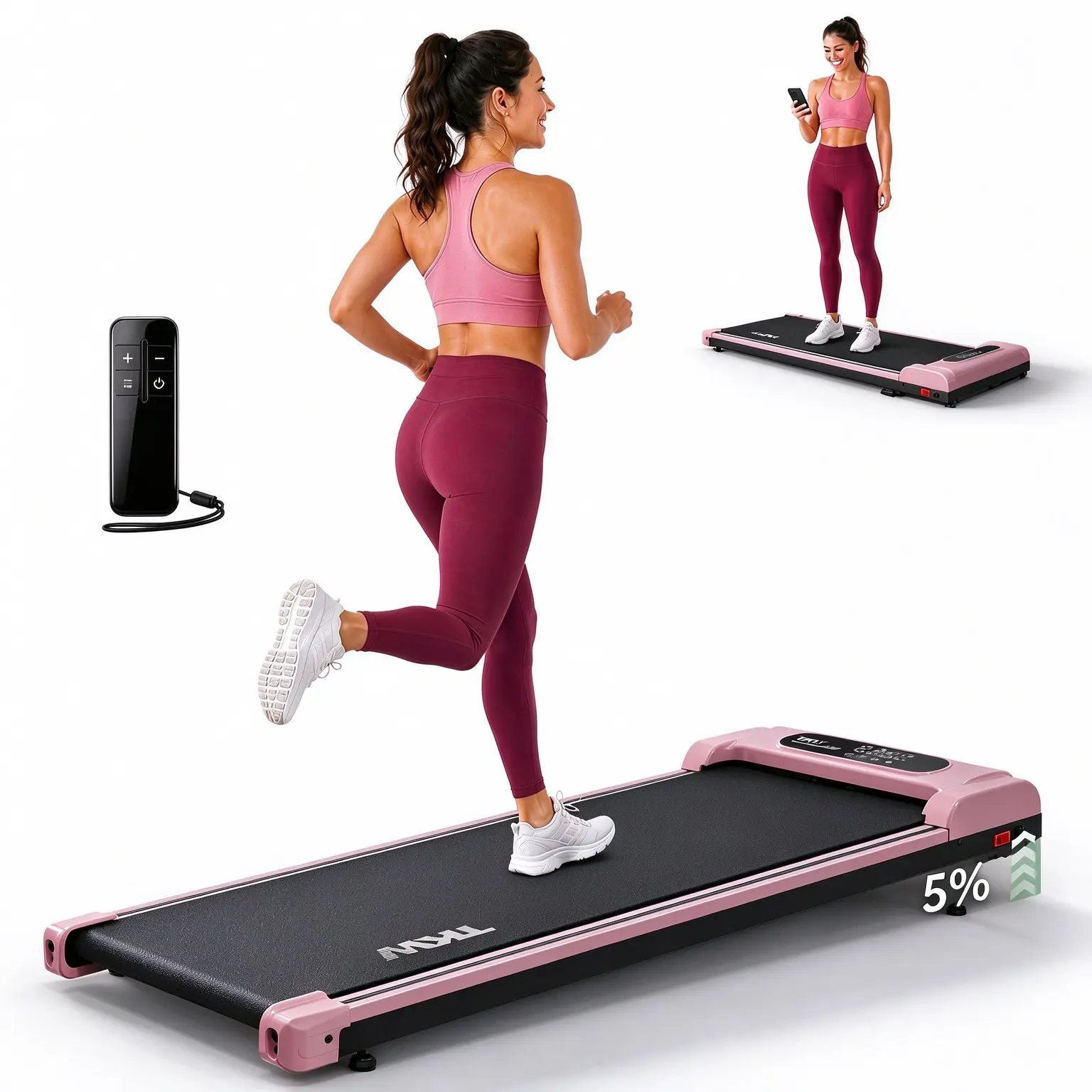 3-in-1 Treadmill Walking Pad Home Workout Machine - Adjustable Incline, Vibration Plate, LED Display, 1080mm × 560mm × 1030mm Small Space At Home Gym Equipment for Cardio Exercise & Workout Equipment
