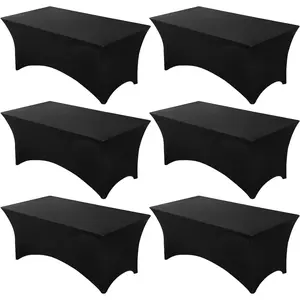 6 pack black table cloths rectangle 8ft spandex table covers table cloths for 8 foot rectangle tables fitted tablecloth 96l x 30w x 30h inch