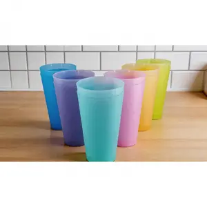 12-Pack 32oz Large Reusable Plastic Drinkware Sets - BPA-Free, Unbreakable, Dishwasher Safe for Daily Kitchen Use & Outdoor Activities (SURE)
