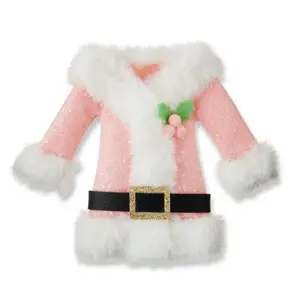 Holiday Time Winter Blush Pink & White Santa Suit Christmas Ornament - 6.3 in