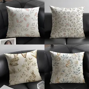 PIKPAKA Easter Bunny Cushion Cover Organic linen, breathable and skin-friendly, invisible zipper Eco-friendly double-sided printing，Washable and mite-removing, durable DIY fabric ，The perfect gift for home decor enthusiasts