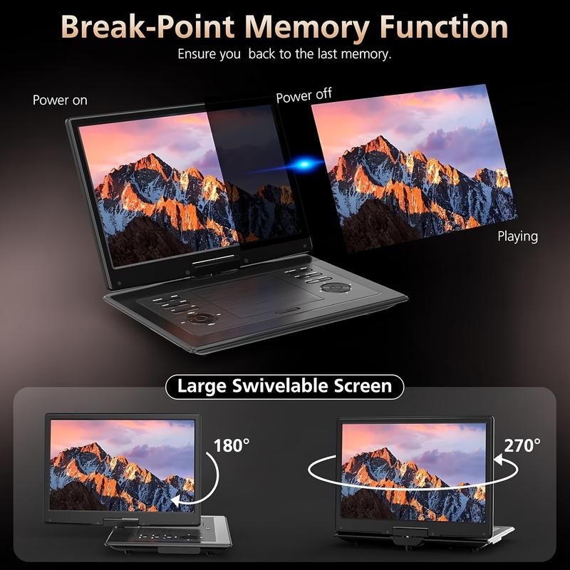 DVD player, 17.9 inches, no regional restrictions, supports multiple formats, road travel, supports synchronous TV.cd player Portable