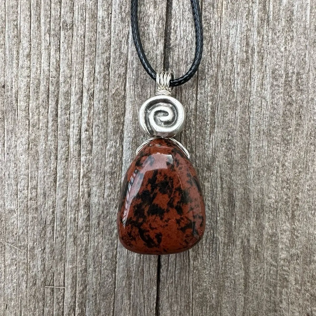 Mahogany Obsidian Necklace for Grounding and Connection to Lower 3 Chakras.
