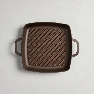 Smithey Ironware Traditional Cast Iron Square Grill Pan for Indoor Grilling - 12" - Made in USA