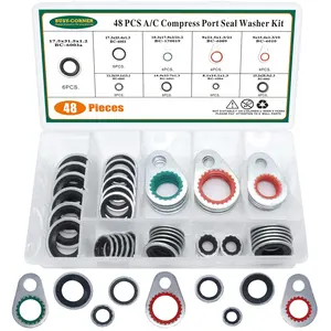 A/C System Compressor Gasket Seals Air Conditioning Compressor Port Seal Washer Kit (48)