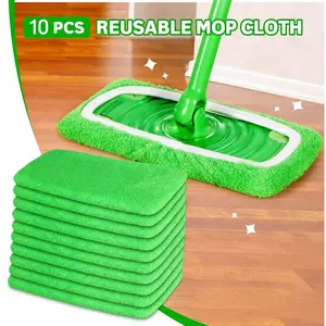 Durable Washable Replacement Swiffer Mop Pads, 10 Count Reusable Microfiber Mop Pads, Universal Flat Mop Cover for Daily Floor Sweeping