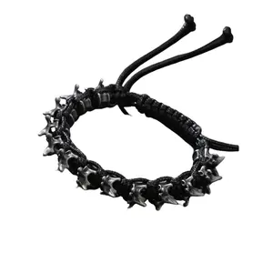 【Summervibes】Punk Hip-Hop Dragon Bone Bracelet, Handwoven Alloy Wrist Jewelry for Men, Adjustable Slider Wristband, Unique Stylish Accessory, Trendy Retro Ornament for Daily Wear, Street Style & Party Outfits