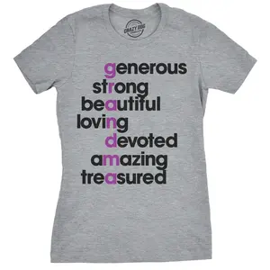 Womens Grandma Letters T shirt Cute Graphic Mothers Day Gift for Grandmother Funny Womens T Shirts Cute Vintage Fashion Casual Ladies T-Shirt Gift Mother's Day Tops for Women Funny Grandma Top Women's Novelty Light Grey
