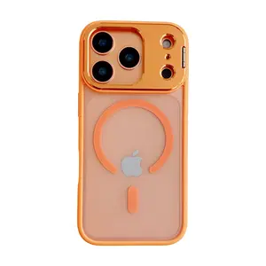 Matte Translucent Case for iPhone 15/16/17 Series (Pro/Pro Max) Compatible with MagSafe, Hidden Kickstand, Camera Lens Protection, Shockproof Frosted TPU Anti-Fingerprint Phone Cover