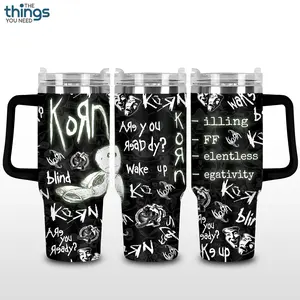 Korn Blind Era 20oz - 40oz With Handle Tumbler, Nu Metal Stainless Steel Tumbler, Iconic 90s Alternative Metal Drinkware, Dark Grunge Stage Design, Korn Fan Gift, Perfect Gift For Metal Music Lovers