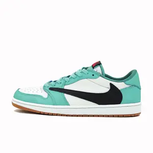 Jordan x Travis Scott Tiffany Blue Retro Low-Top Basketball Sneakers for Women with Cushioning, Grip, and Durability Trending Shoes, House White Official Shoes to Get / Maison Mihara