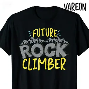 Future Rock Climber T-Shirt | Mountain Climbing Graphic Tee | 100% Cotton Casual Short Sleeve Outdoor Gift for Men Women Classic Fabric Menswear Soft Streetwear Top Breathable Streetwear Top Breathable Day Gym Crew Neck Tshirt Jackets Gym Day funny