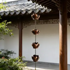 Rain Chain 120cm,Iron Rose Golden Metal Gutter Downspout Replacement for Outdoor Rainwater Management and Garden Decor, Gutter Chain, Rainwater Collection Chain, Functional and Decorative Rain Chain, Hanging Outdoor Garden Decoration, Garden Accessories