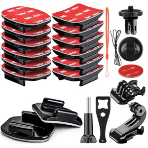 Gopro Hero 13/12/11 Compatible Adhesive Mount Kit, Dual Base Options (flat & Curved), Secure Camera Fixing Solution, Photography Camera Accessories