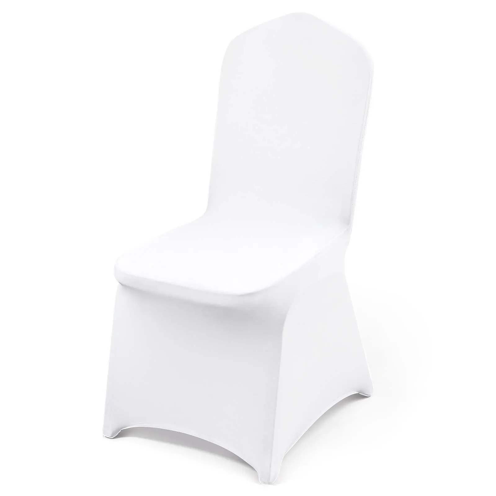 Stretch Spandex Folding Chair Covers - Universal Fitted Chair Slipcovers, Removable Washable Protective Covers for Weddings, Holidays, Banquets, Parties, Celebrations and Dining Areas - Durable Wrinkle-Resistant White 100-Pack