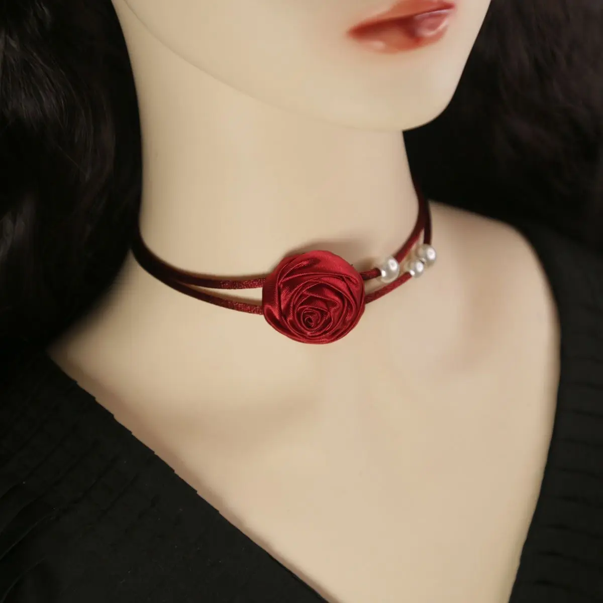 Elegant necklace with rose flowers, collarbone choker, neck jewelry, charming collar, new trendy internet celebrity necklace