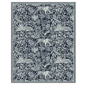 Washable Runner Rug, Modern Tiger Woodcut Hallway Runner, Foldable Thin Low Pile Indoor Carpet with Non Slip Rubber Backing for Kitchen, Entryway & Bathroom