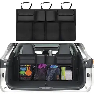 Trunk Organizer, Space Saving  Backseat  with 8 Large Pockets, Automotive Interior Cargo Organization Storage Bag Accessories, Universal for SUV, , Van