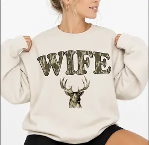 Women's Bottomland Printed Fitted Hoodie - Casual Longsleeves Cotton-Spandex Fabric Crewneck Sweatshirt for Deer Hunting