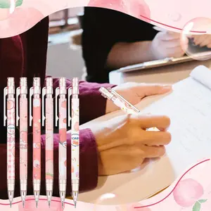 15pcs Cute honey peach style stationery - 6 automatic pencils, 3 erasers, 6 boxes of pencil leads, Party gifts