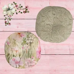 Pink Boho Tufted Round Floor Pillow, Boho Floor Cushion, Cottagecore, Large Floor Cushion, Botanical Seating Pillow,  Sage Floor Pillow