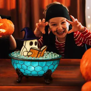 Halloween Ghost Bubble Bath Light with Built-In LED, Creates Floating Bubbles Effect, Core Halloween Decorations for Bathroom, Table, Shelf, Fireplace, Decorative