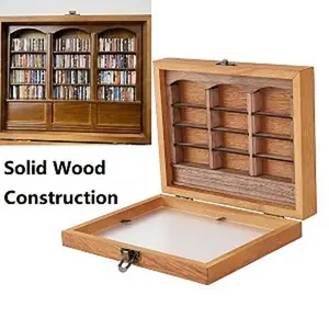 Mini bookshelf decoration, mini book box display case, book rocking bookshelf toy, suitable for desktop decoration (bookshelf + mini book)