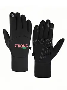 1pc with  STRONG Lettering winter gloves unisex winter gloves Touch Screen Soft Touch Hiking adult warm gloves Thick Christmas gifts Warm Cozy Popular