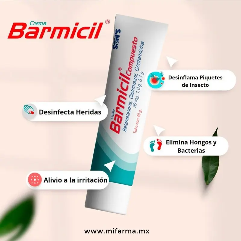 Barmicil Crema con 40 gramos comezon,resequedad,para combatir hongos en la piel,salpullidos,piquetes de moscos eczema y soriasis