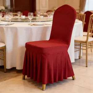 Solid Color Full-Cover Stretch Pleated Chair Cover for Restaurants, Hotels, Weddings, Banquets, and Home Use, Universal Skirted Stool Cover kitchen office, Restaurant, Pleated Skirts