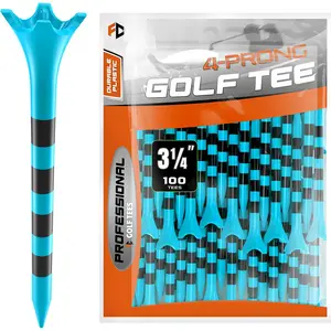 Professional Plastic Golf Tees 100 or 50 Pack (3-1/4" or 2-3/4"), Enhanced Durability & Stability, Engineered to Minimize Friction and Side Spin