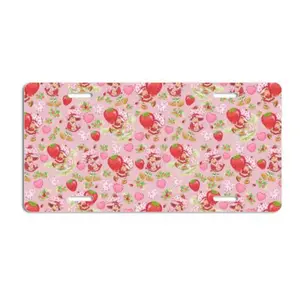 Strawberry Shortcake Pink License Plate - Weather Resistant, Handmade in the USA, Car Accessories