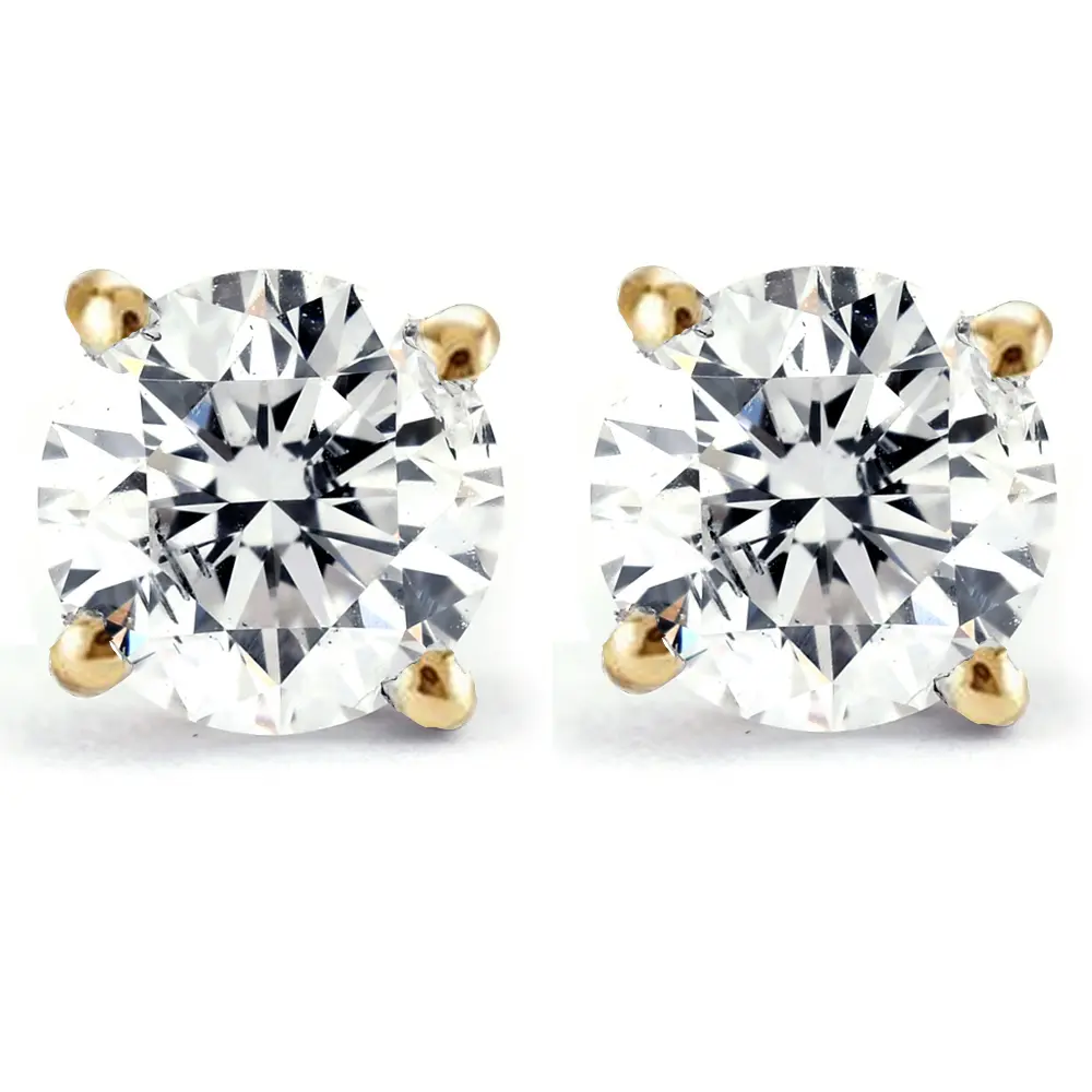 Certified 1/2 Ct T.W. Diamond Studs 14k Yellow Gold Earrings
