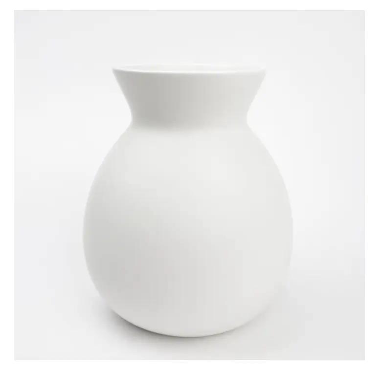 Solid White Finish Ceramic Vase, 8"