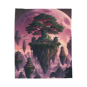 Lunar Haven Amongst Floating Peaks- Plush Blanket