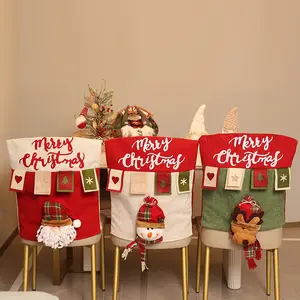 Christmas Decorations Cartoon Elk Table Snowman Santa Claus Chair Set 3D Doll Chair Set Kitchen Decoration Props