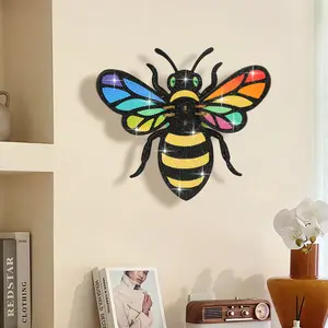 Sparkle Your Space! 2-in-1 3D Rainbow Bee Diamond Art Kit  | DIY Desk Standing Ornament & Wall Hanging Decor | Satisfying 3D Puzzle Craft Gift