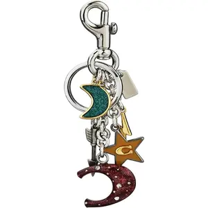 Star Moon Alphabet Keychain, Cute Bag Charm, Purse Accessories for Women Bohemian Multi-Charm Keychain - Star, Moon, and Arrow Pendant with Glittery Accents for Women