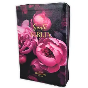 Biblia para Mujer con Cierre Letra Gigante Manual 14 puntos RV1960 imit piel duontono rosa y negro con indice