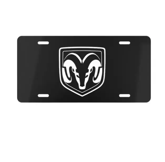 DODGE RAMS License Plate & Frame Set - Aluminum Vanity Front Car Tag Holder for Trucks, SUVs - Vehicle Styling Auto Accessories, Ram Truck Gift for Him Men Husband, 12x6 Metal Plate Combo