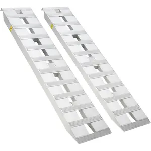 2pcs Aluminum Trailer Ramps Heavy-Duty Loading Ramps with Top Hook Attaching End, Universal Trailer Ramp, Fit for Truck, Tractor, Lawn Mower – Strong & Reliable