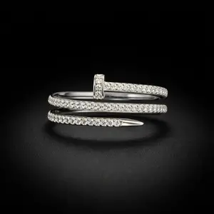 Nail Wrap Ring | Moissanite | 925 Sterling Silver (Gold & White Finish)