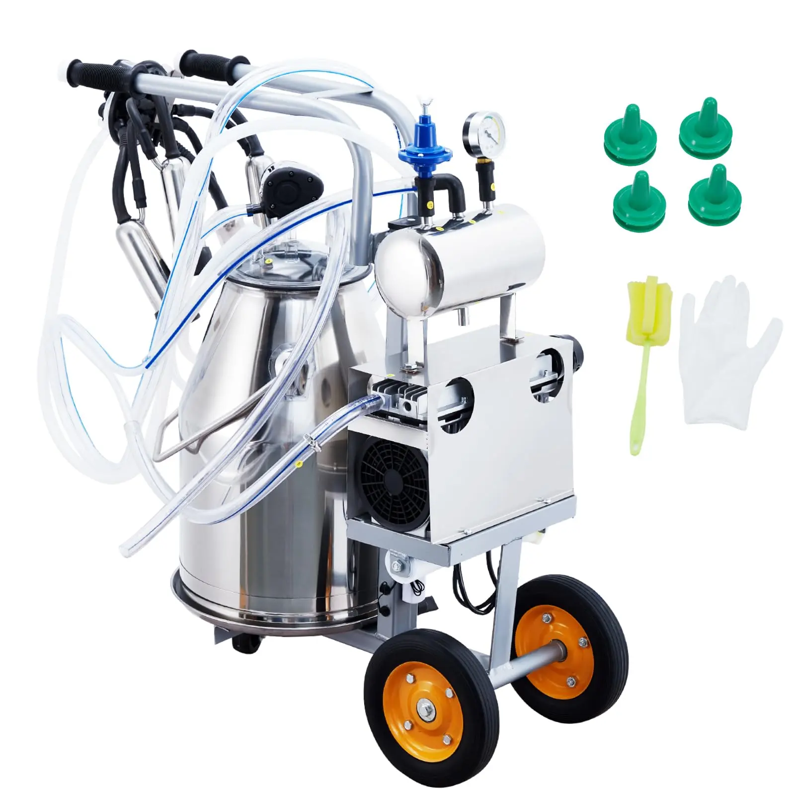 Garvee Upgraded Cow Milking Machine, 55KPA 15000 RPM Milking Equipment with 25L Stainless Steel Bucket Portable Cow Milking Machine, Milker Machine 5-8 Cows per Hour, Bucket Milker for Cattle and Goat