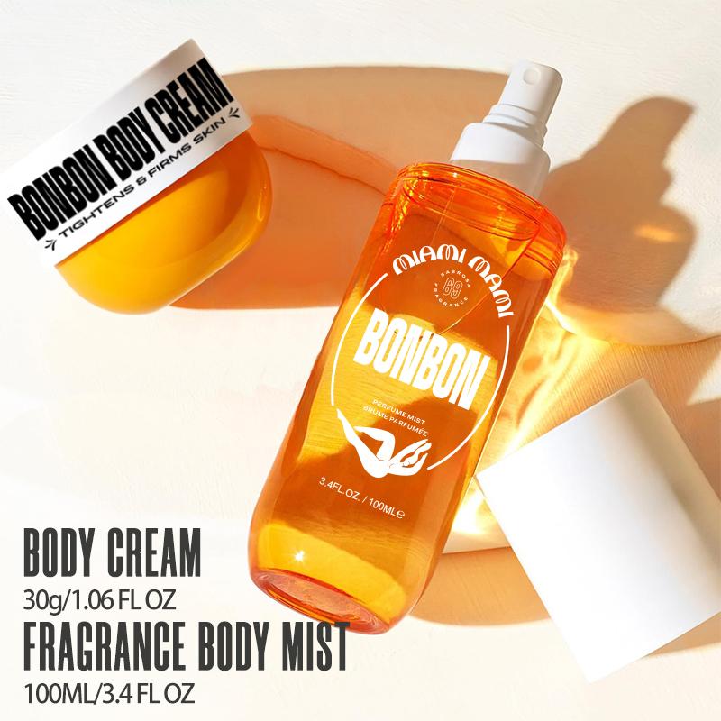 4-Piece Set, MIAMI MAMI Body&Hair Fragrance Mist &Body Cream Gift Box, 4 Different Scent, Long-lasting Perfume, Ideal For Dating, Daily Life, Parties, Gift Giving, 3.4 Fl Oz Perfume, 1.06 Fl Oz Body Cream