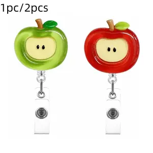 Cartoon Fruit Badge Decoration Roll Extensible Name Tag Lanyard, Doctor Nurse Office Supplies, 1/2/8pcs Badges Clips, Versatile Identification Tags